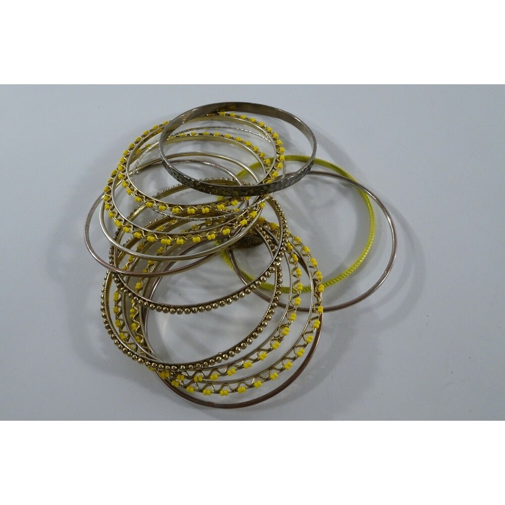 CARA Nordstrom Mixed Media Bangles Set of 14 GOLD Crystal yellow Bracelet NWT 98 - Picture 4 of 4